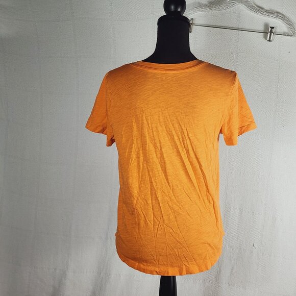 Loft Orange Cream V-Neck Cotton Short Sleeve Hi Low Classic Basic T-Shirt Size M - Picture 11 of 16